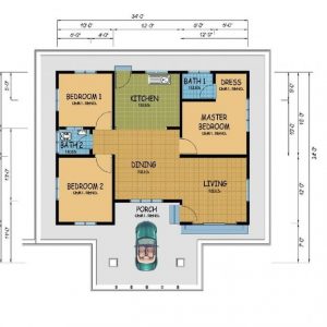 Contoh pelan rumah 3 bilik