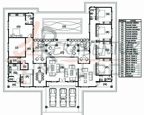 Contoh pelan rumah 6 bilik