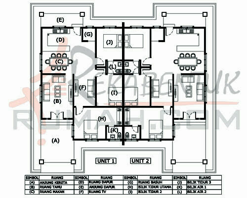 Gambar pelan rumah semi d