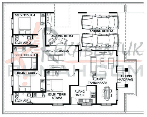 Pelan lantai rumah 4 bilik