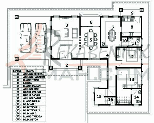 Pelan lantai rumah banglo setingkat 5 bilik