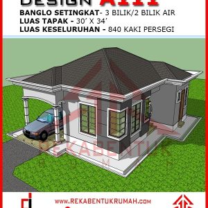 Pelan lantai rumah setingkat 3 bilik