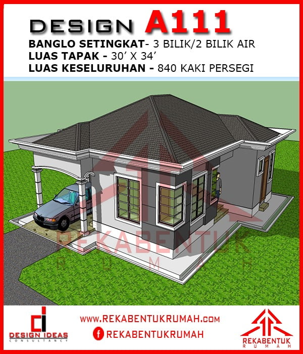 Pelan lantai rumah setingkat 3 bilik