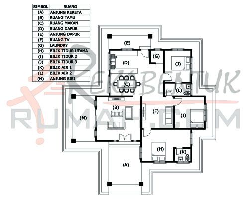 Pelan rumah 1400 kaki persegi