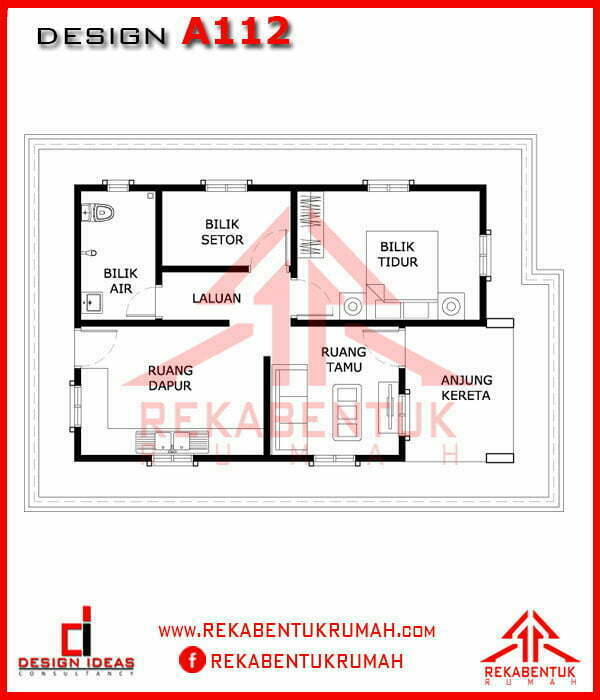 Pelan rumah 2 bilik tidur 2 bilik air