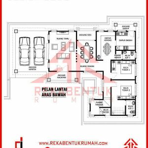 Pelan rumah 2 tingkat moden