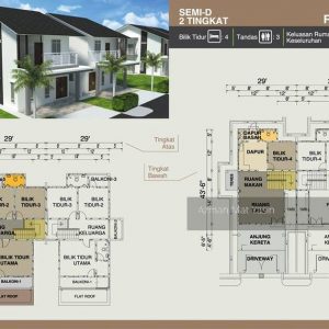 Pelan rumah 2 tingkat semi d