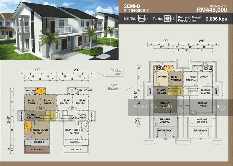 Pelan rumah 2 tingkat semi d