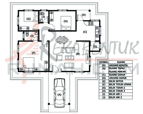 Pelan rumah 3 bilik 1 bilik air