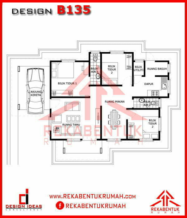 Pelan rumah 3 bilik 2 bilik air