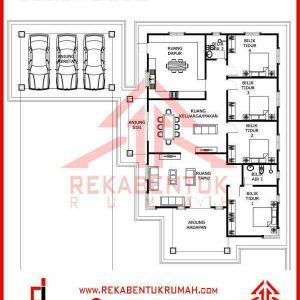 Pelan rumah 4 bilik 2 bilik air