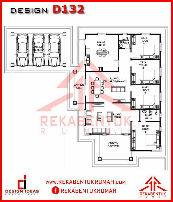 Pelan rumah 4 bilik 2 bilik air