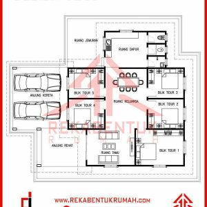 Pelan rumah 5 bilik 1 tingkat