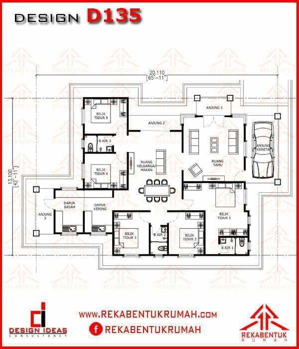 Pelan rumah 5 bilik tidur