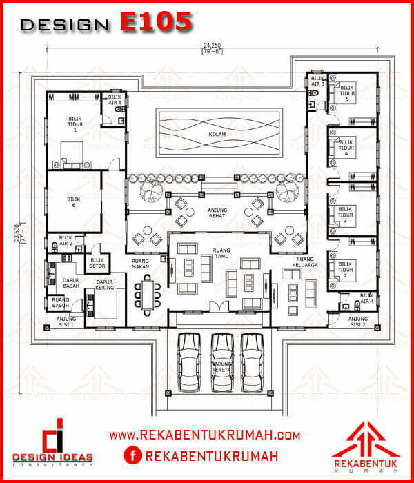 Pelan rumah 6 bilik tidur