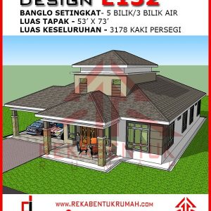 Pelan rumah banglo setingkat 5 bilik