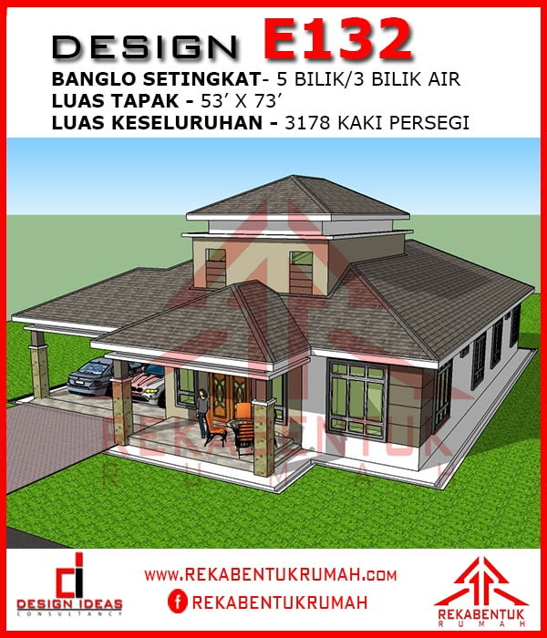 Pelan rumah banglo setingkat 5 bilik