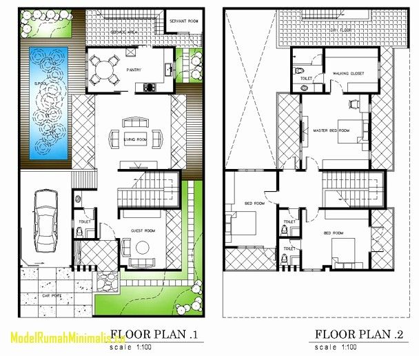 Pelan rumah dengan kolam renang