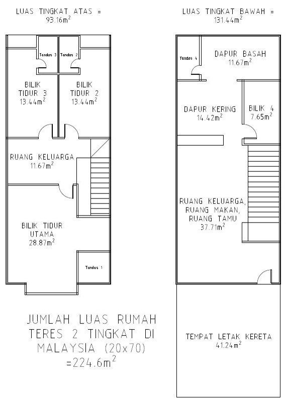 Pelan rumah dua tingkat kos rendah