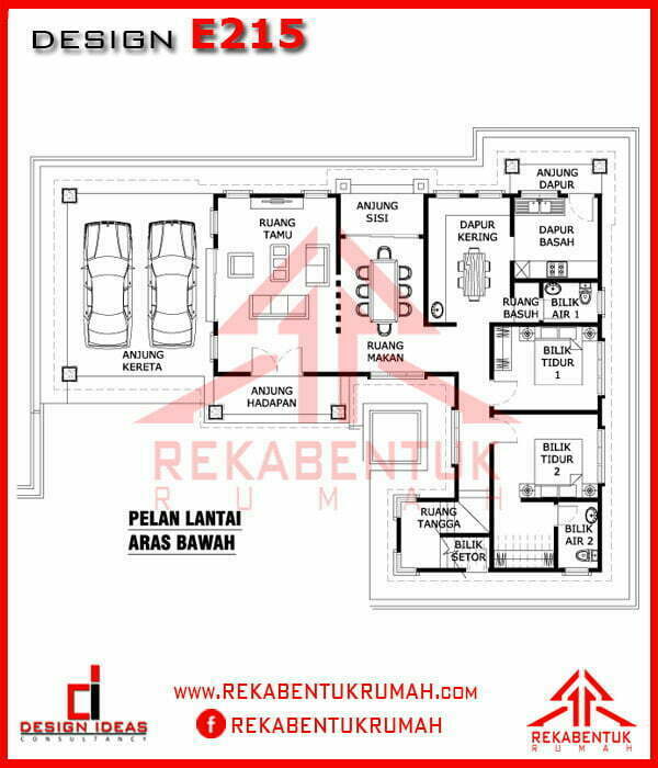 Pelan rumah kampung 5 bilik