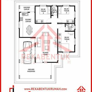 Pelan rumah modern 3 bilik