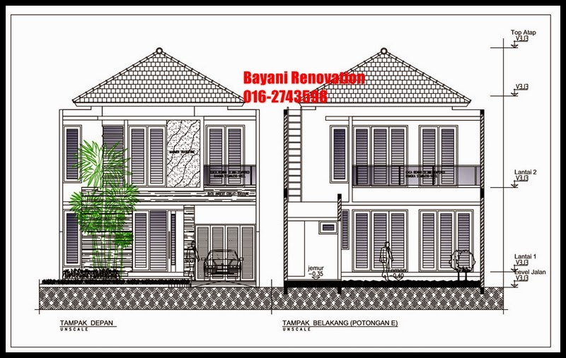 Pelan rumah pandangan depan