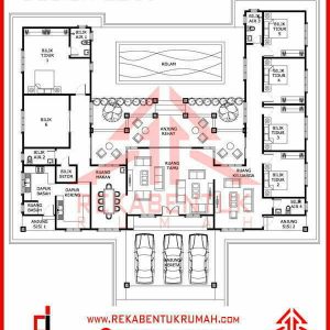 Pelan rumah setingkat 6 bilik