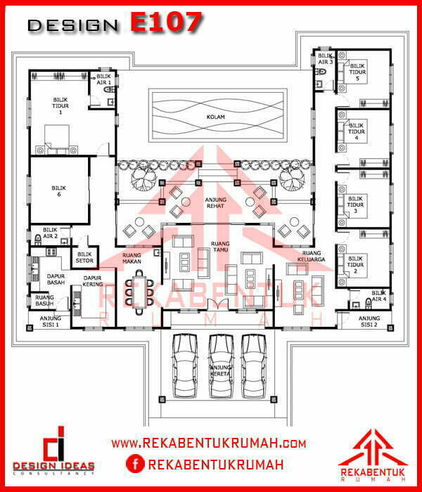 Pelan rumah setingkat 6 bilik