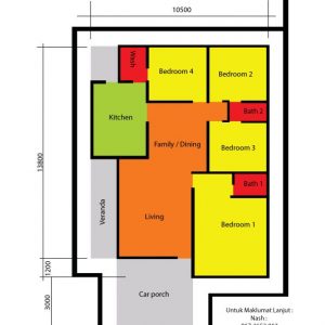 Pelan rumah teres setingkat 4 bilik