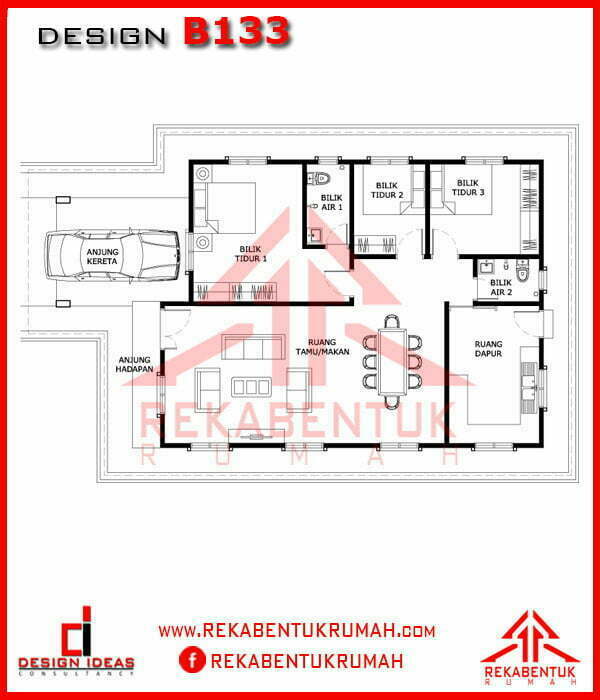 Pelan rumah tiga bilik