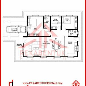 Plan lantai rumah 3 bilik