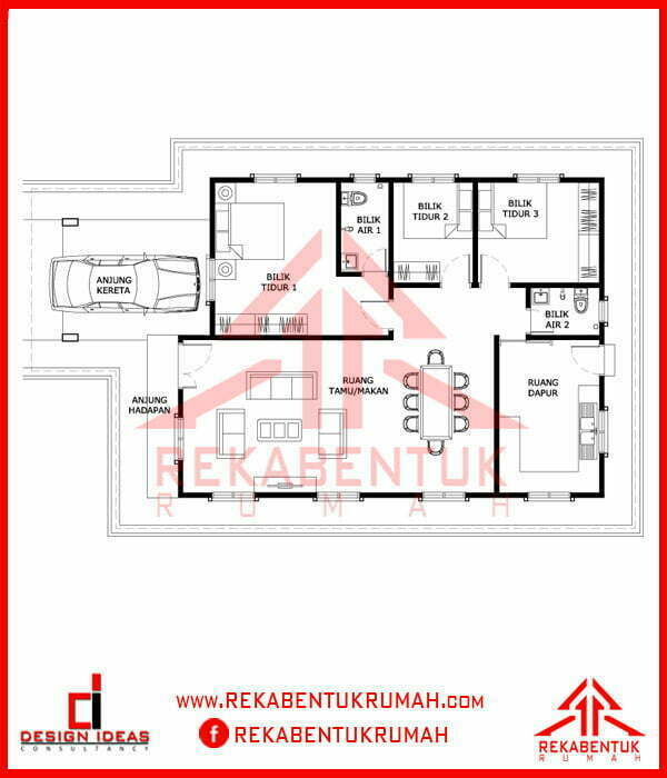 Plan lantai rumah 3 bilik