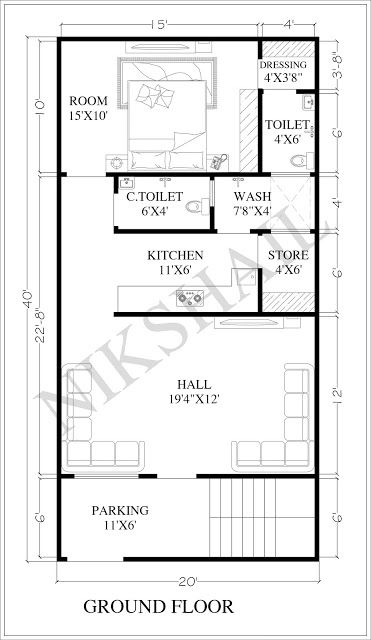 Plan rumah 20 x 40