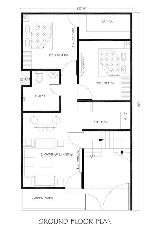 Plan rumah 22 x 40