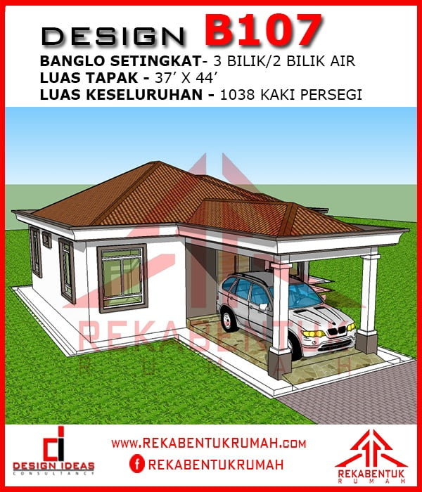 Plan rumah 3 bilik 2 bilik air