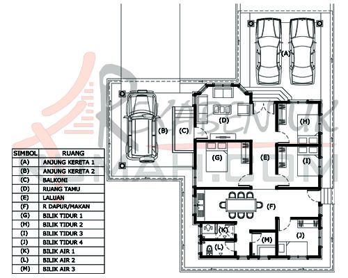 Plan rumah 3 bilik