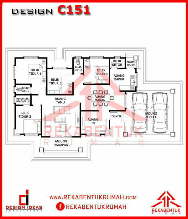 Plan rumah 4 bilik