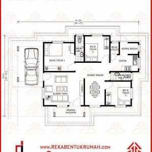 Plan rumah kampung 3 bilik