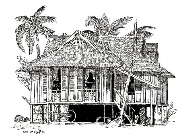 Rumah kampung lukisan